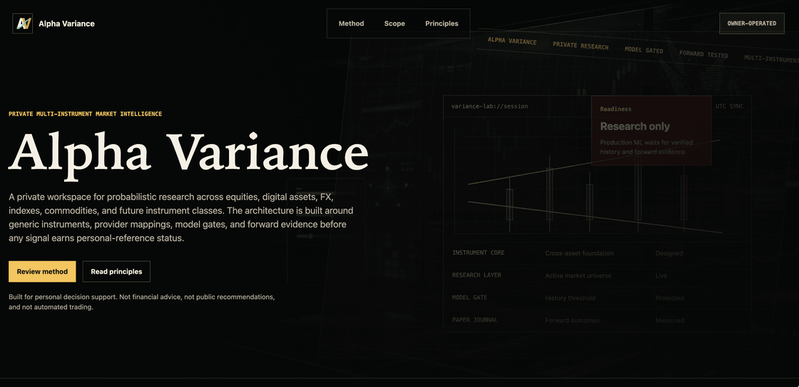AlphaVariance Landing Page