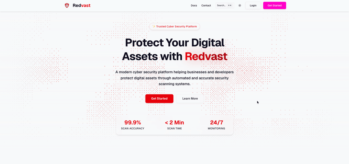 Redvast Landing Page
